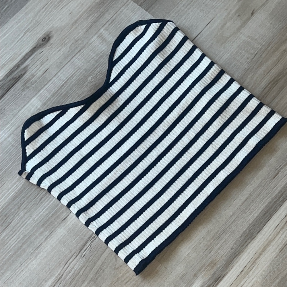 H&M Navy and White Striped Tube Top